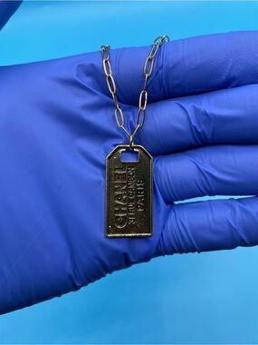 Gold‎ Tag Pendant Necklace - Logo Plate